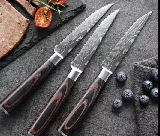 Stainless-Steel Western Steak Knives with Wooden Handle SETS