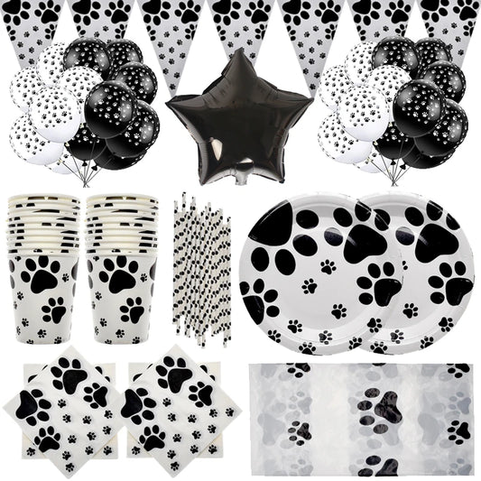 Puppy Paw Theme Paper Disposable Tableware and Party Decorations