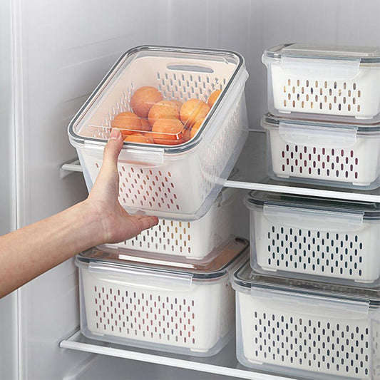 Refrigerator Vegetable-Fruit Storage Boxes with Drain Basket