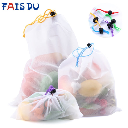 Washable Reusable Fruit-Vegetable Net Bags